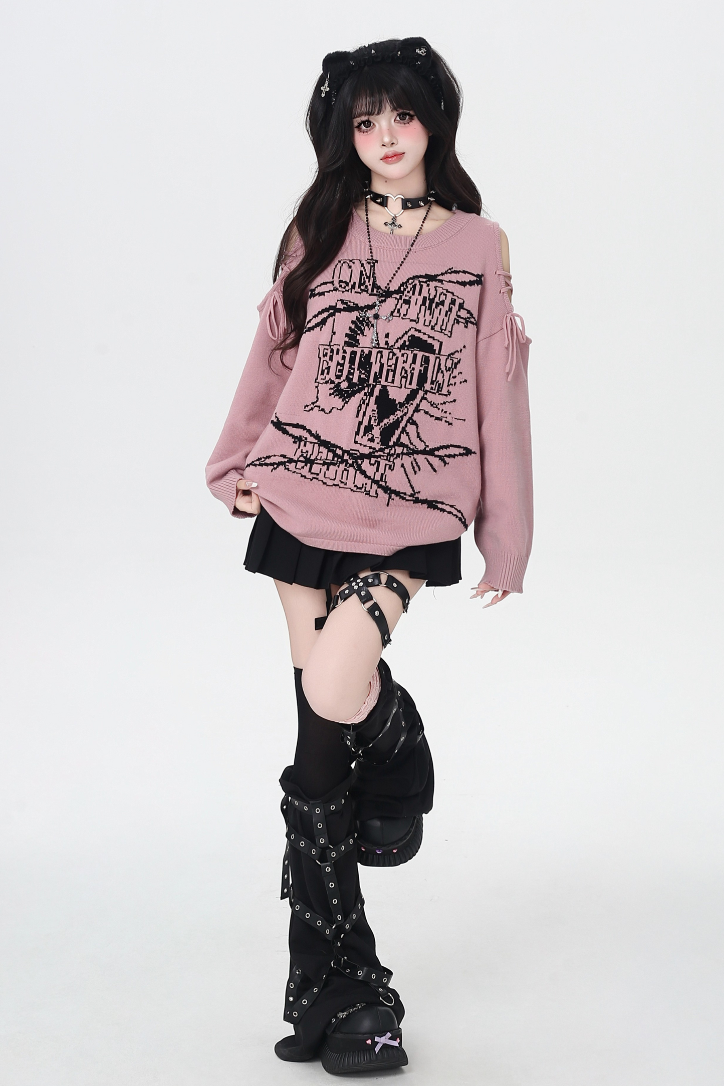 サブカルチャーロックガールルーズトップス