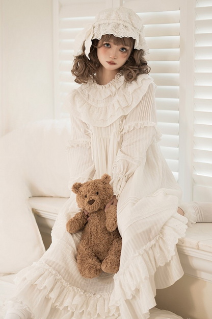クラシカルピュアホワイトドールドレス+ベビーハット