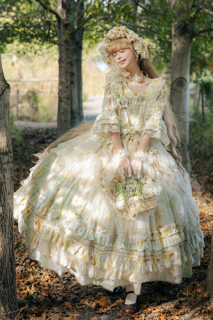 デイジーウェディングロリータハット+グローブ+バッグ+ネックレス