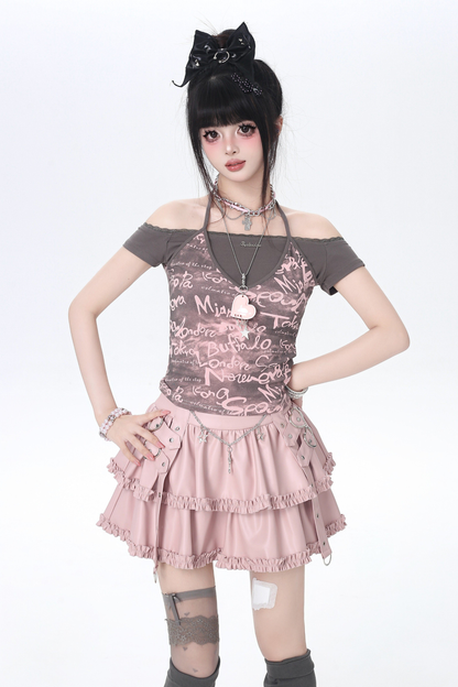 Light Punk Leather Skirt