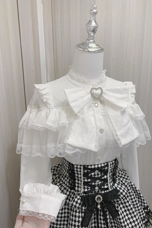 【予約商品】レースリボンキュートロングスリーブシャツ