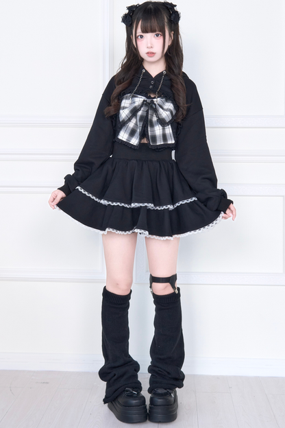 リボンベスト+ショートスウェット