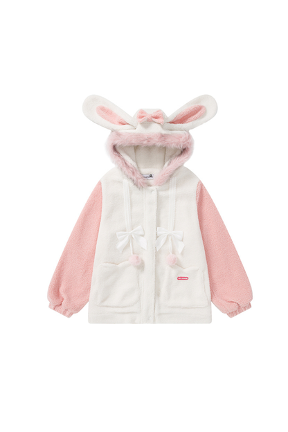 プラッシュバニーイヤーフーデッドコート