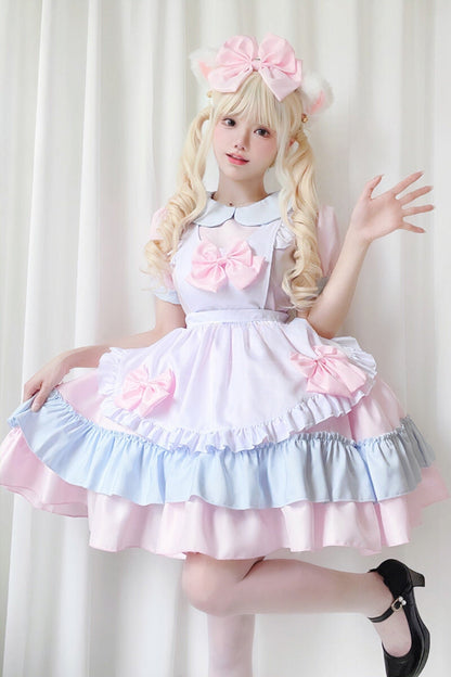 Pink And Blue Lolita Maid Dress