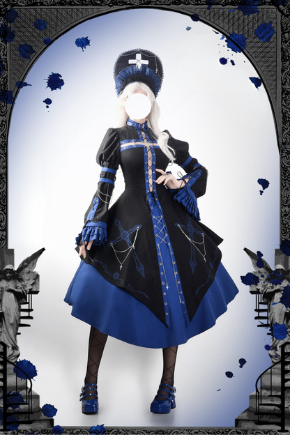 Split Cross Gothic Dark Nun Dress Setup