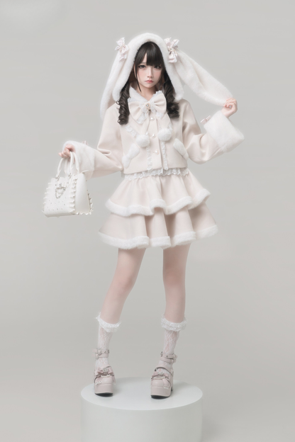 【2月7日予約締切】うさ耳フーディーファーリボンジャケット＋ファースカート