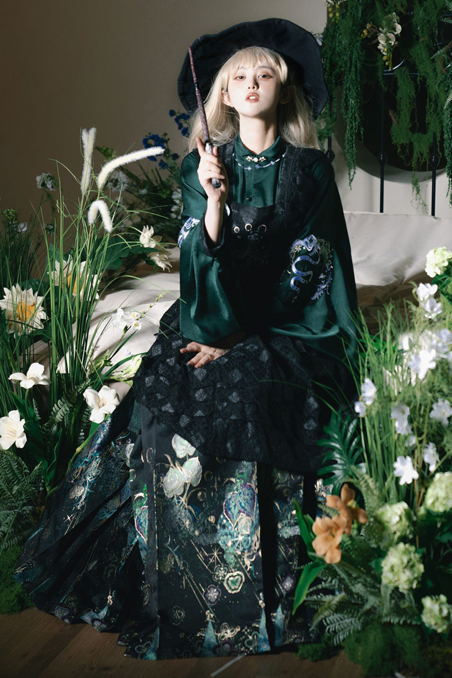 Dark retro jacket + skirt + long skirt + accessories