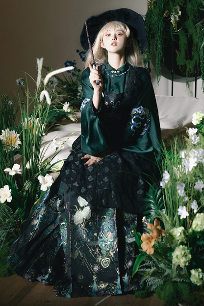 Dark retro jacket + skirt + long skirt + accessories