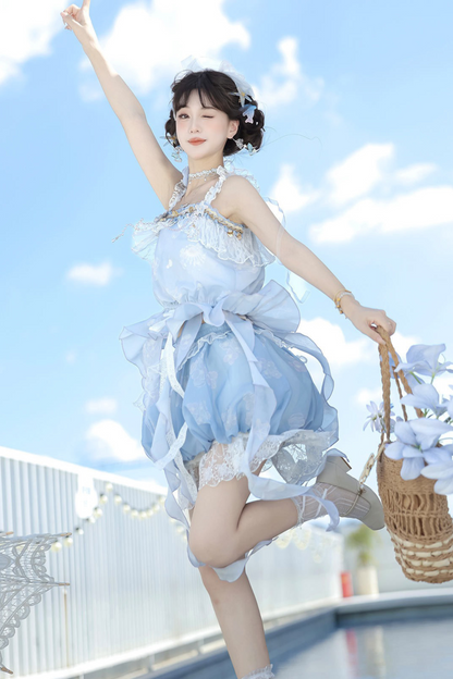 アイスブルースイートキャミソール+バルーンスカート