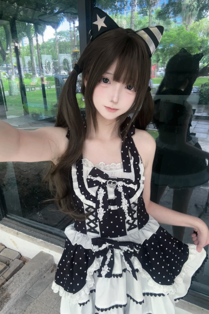 ヴィンテージスイートハートドットドレス+インナートップス