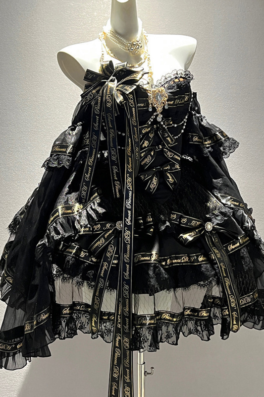 Golden Gothic Dress + Choker + Sleeve + Badge