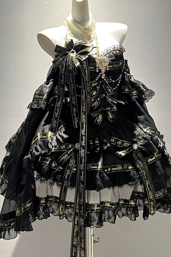 ゴールデンゴシックドレス+チョーカー+スリーブ+バッジ