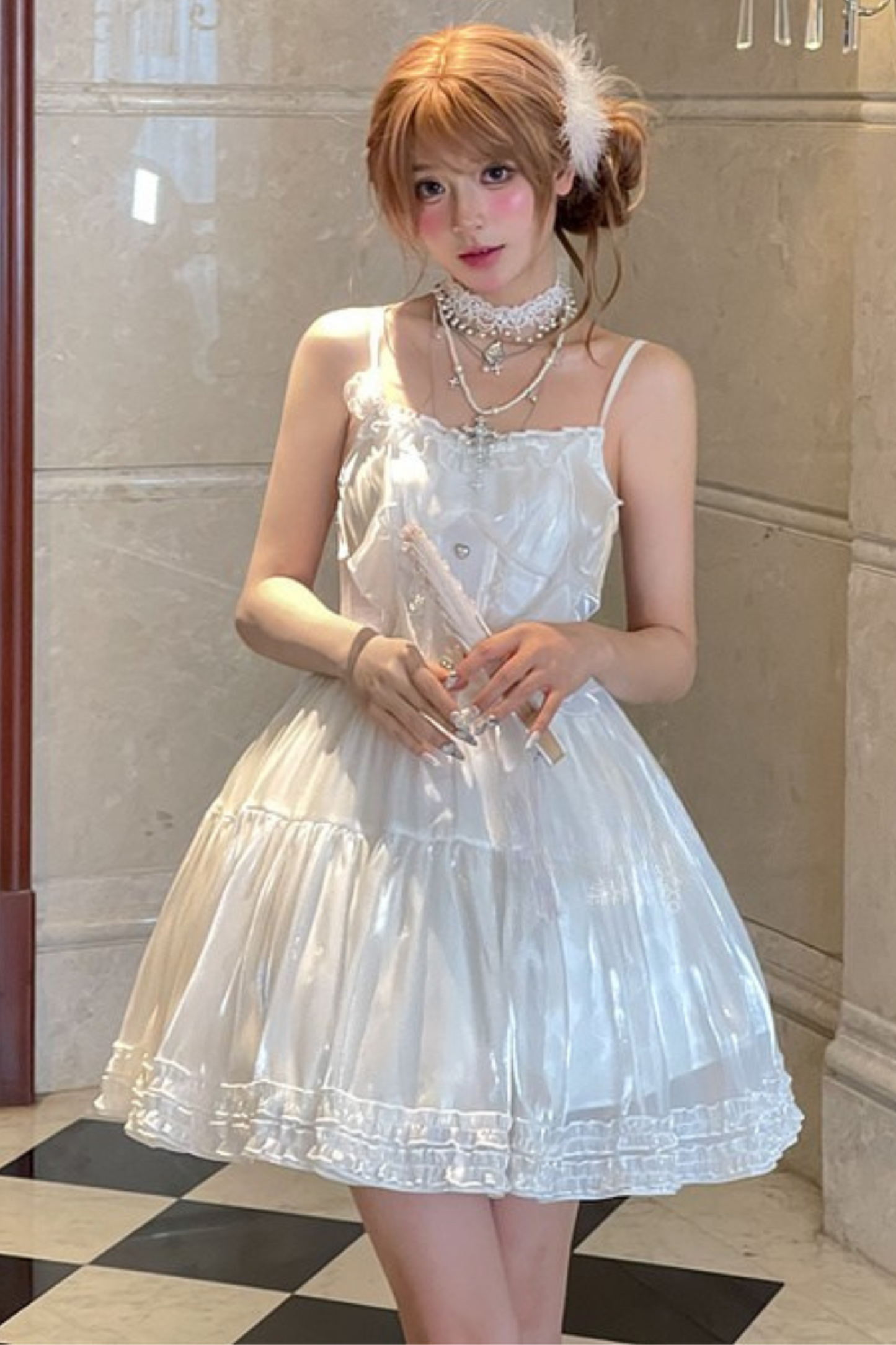 Heavy Shatindal Cami Sole Dress + Lace Asymmetrical Shawl