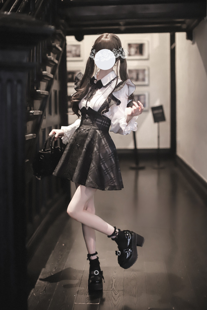 Ruffle Check Short Sass Skirt + Shirt + Ribbon