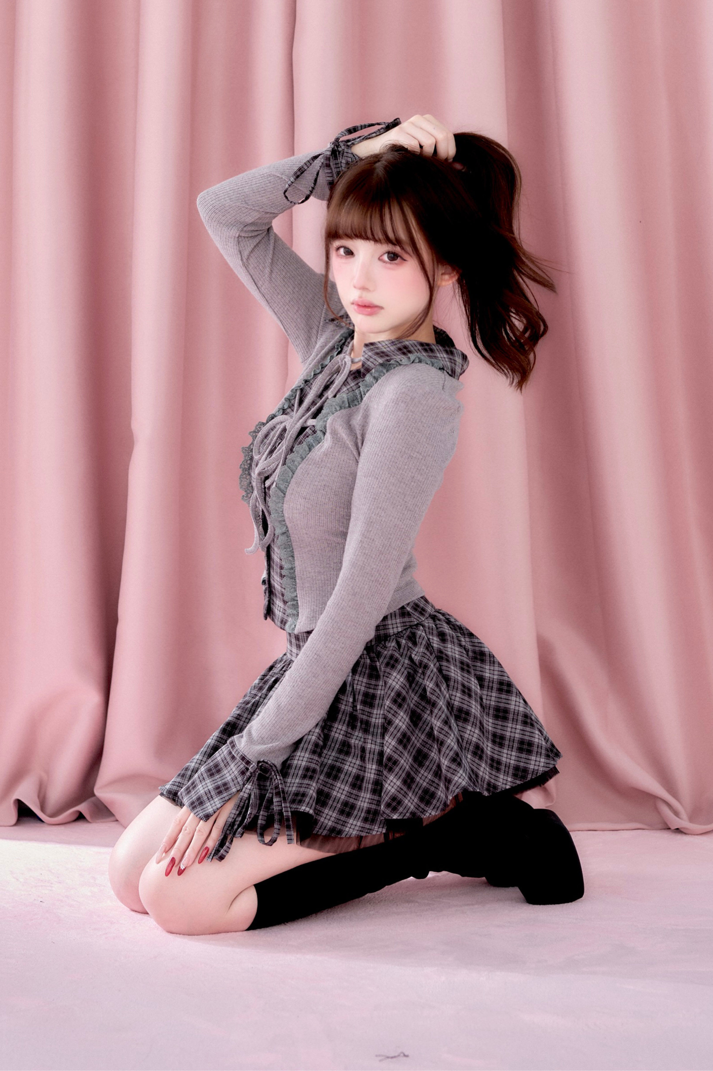 Plaid Ruffle Dress + Short Top