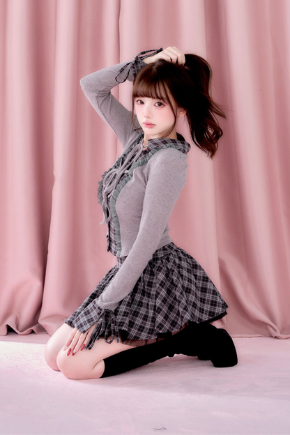 Plaid Ruffle Dress + Short Top