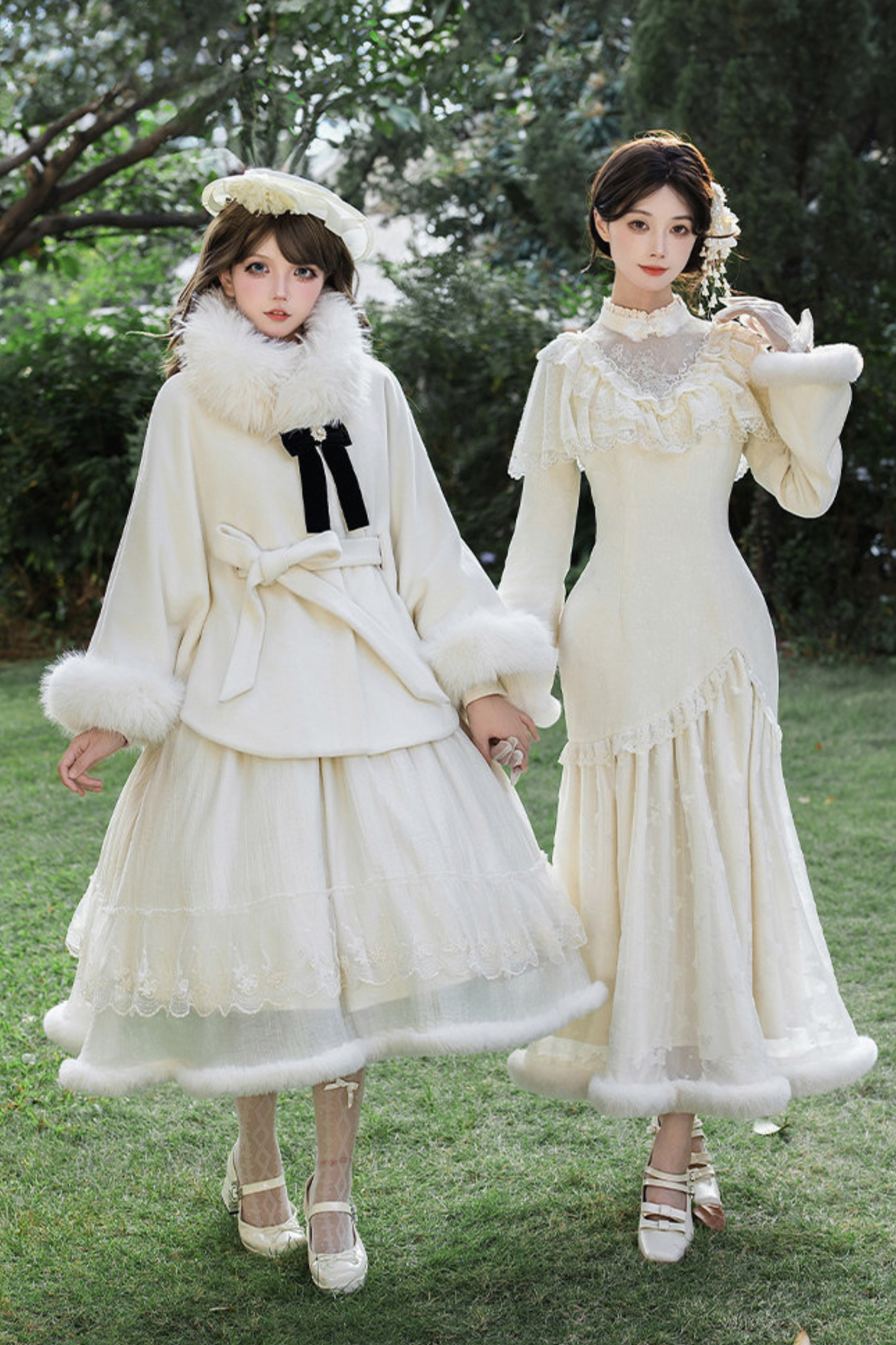 Rouge Snow Fishtail Dress + Flared Dress + Hat + Clip