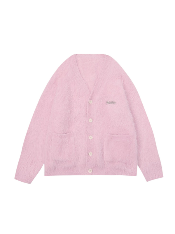 Cardigan Faux Fur Lazy Soft Wax Knit + Halter Neck Top