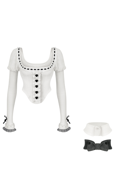 Black cat suspender skirt + cape + top