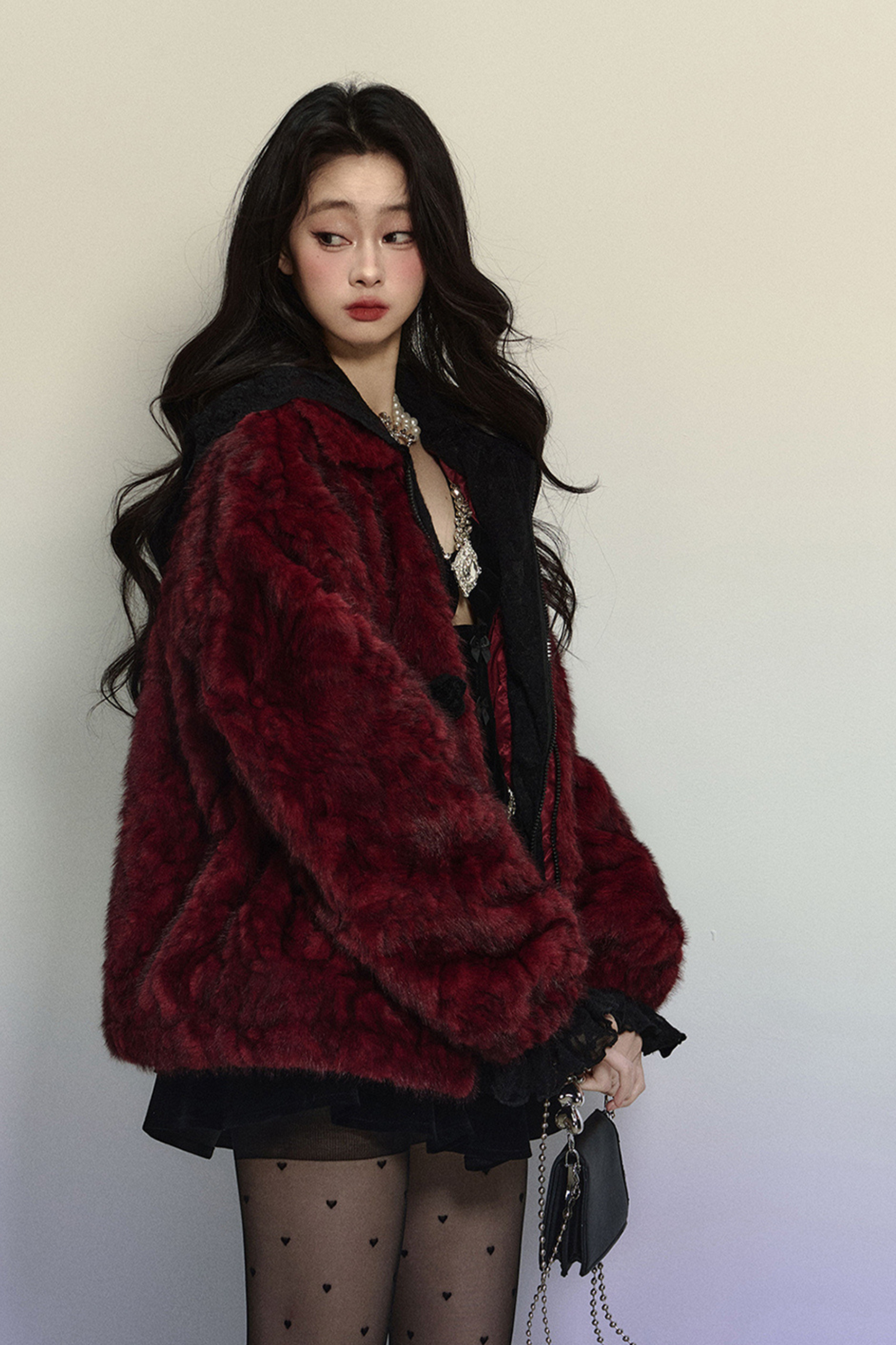 Dark Red Fur Coat