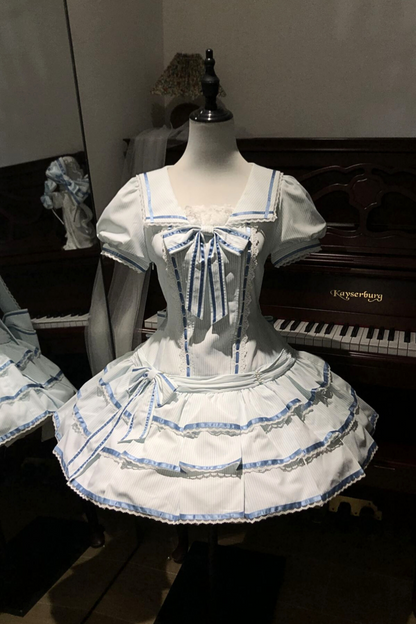 【予約商品】シーソルトラビットアクアセーラードレスセットアップ＋ヘアバンド＋リボンカチューシャ