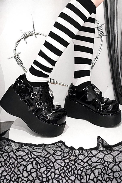 パンクプラットフォームダークシューズ