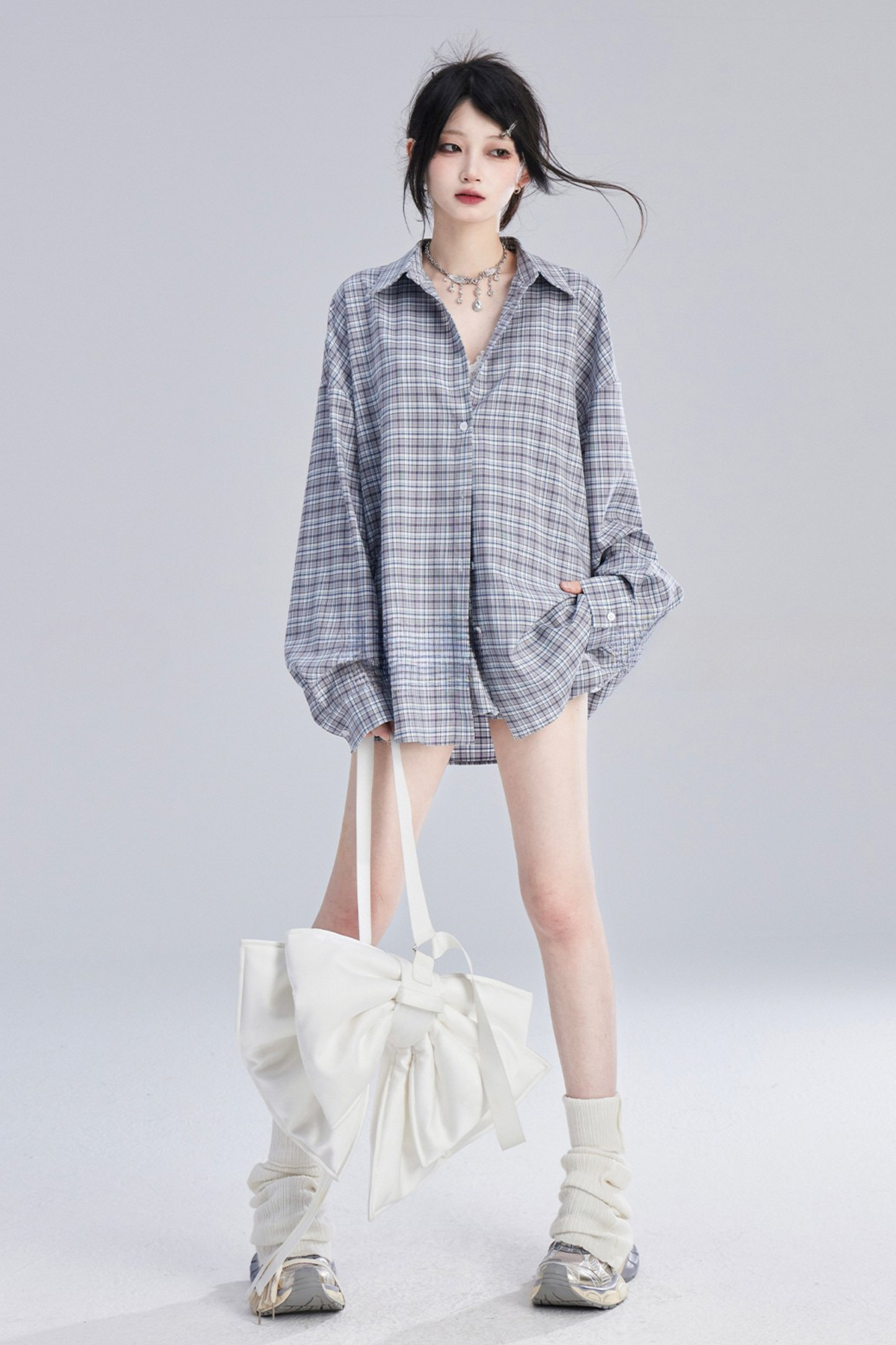 ヴィンテージチェックオーバーシャツ＋チェックショートスカート