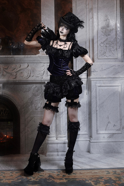 Gothic Velvet Lace Culottes Gorgeous Pumpkin Pants