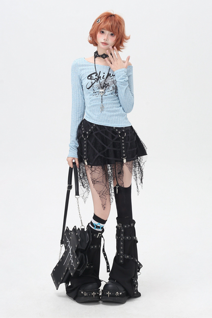 レザーオフショルダートップス