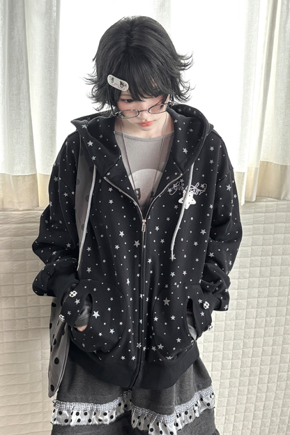Star Design Hoodie + Loose Pants