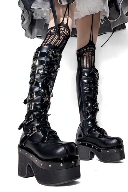 Dark Belt Design Boots