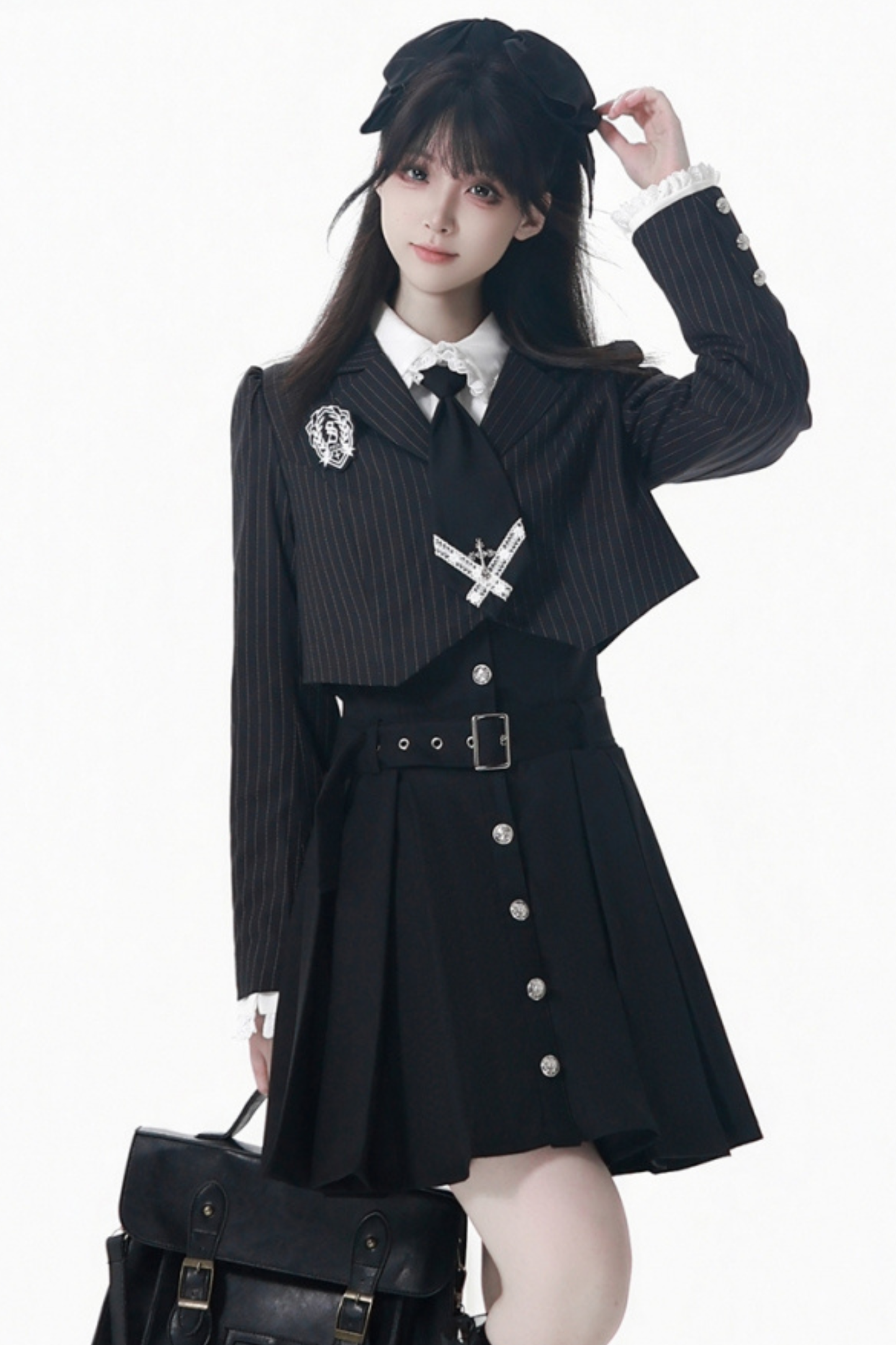 College Jacket + Suskirt + Blouse + Tie