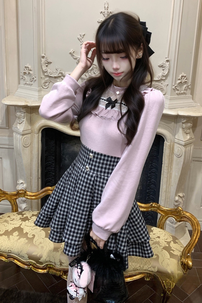 Sweet Graphic Check Dress