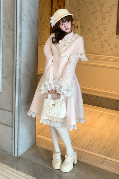 ガーリーリボンケープフレアコート