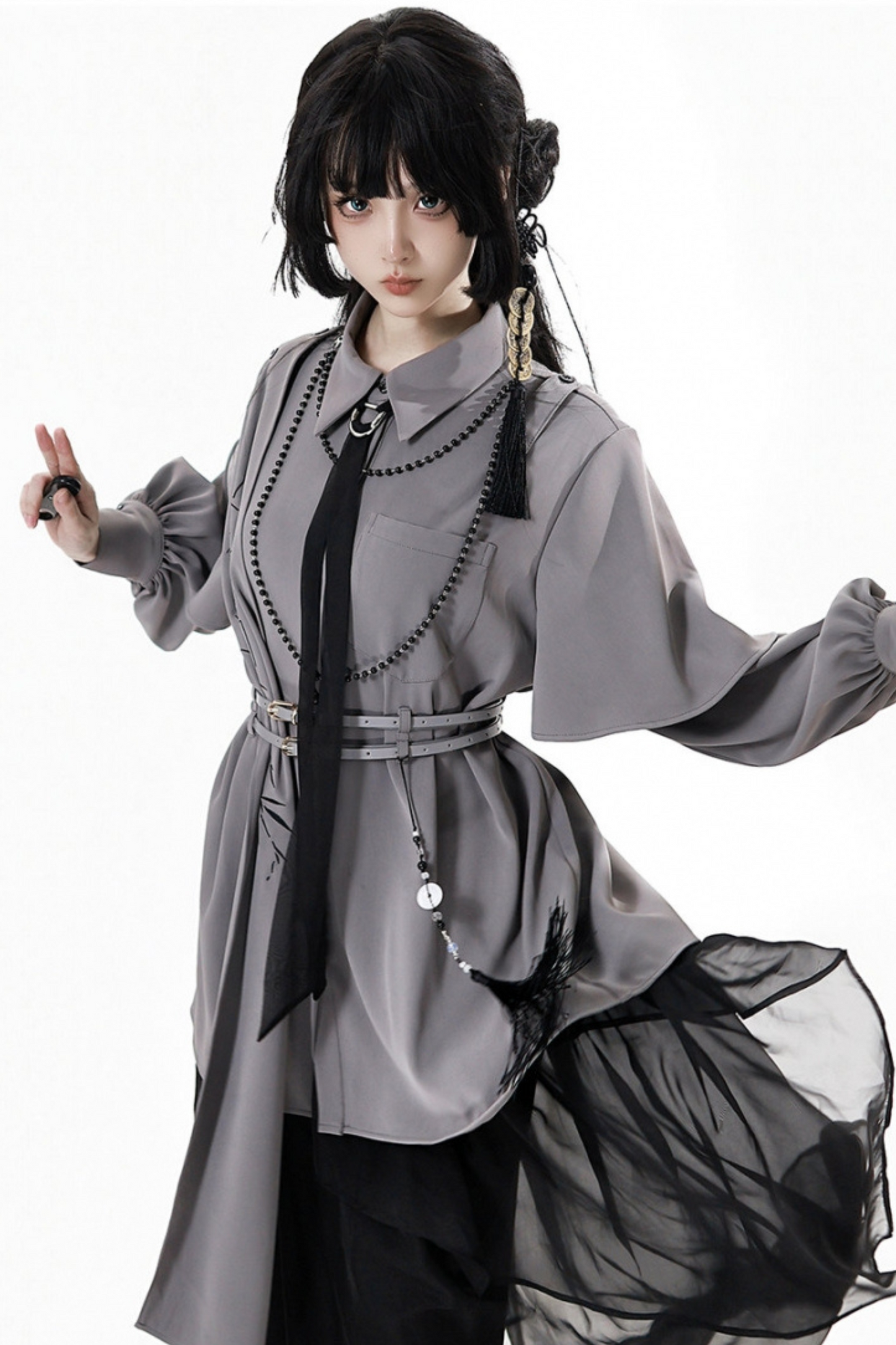 China Top + Chiffon Pants + Corset