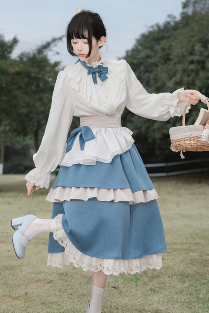 Retro Elegant Shirt + Half Skirt