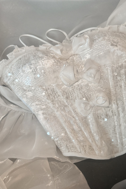 パーフェクトチューブトップ+フリルスカートパンツ+リボンテール