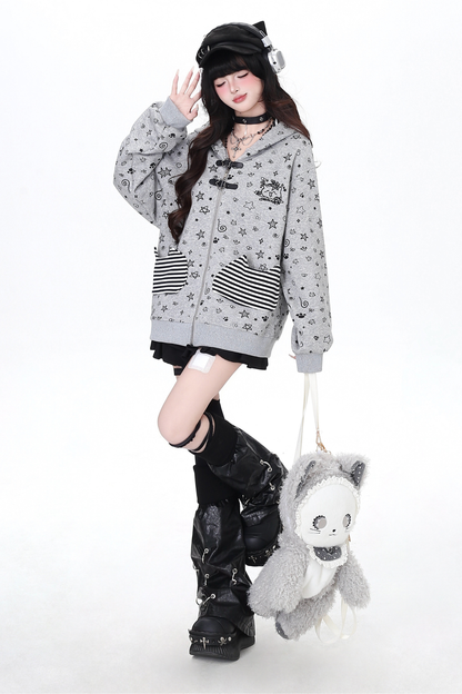 バニーフードルーズスタージップパーカー