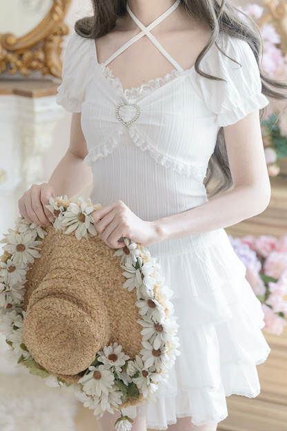 Stone Heart Cake Skirt Two Piece Set Up