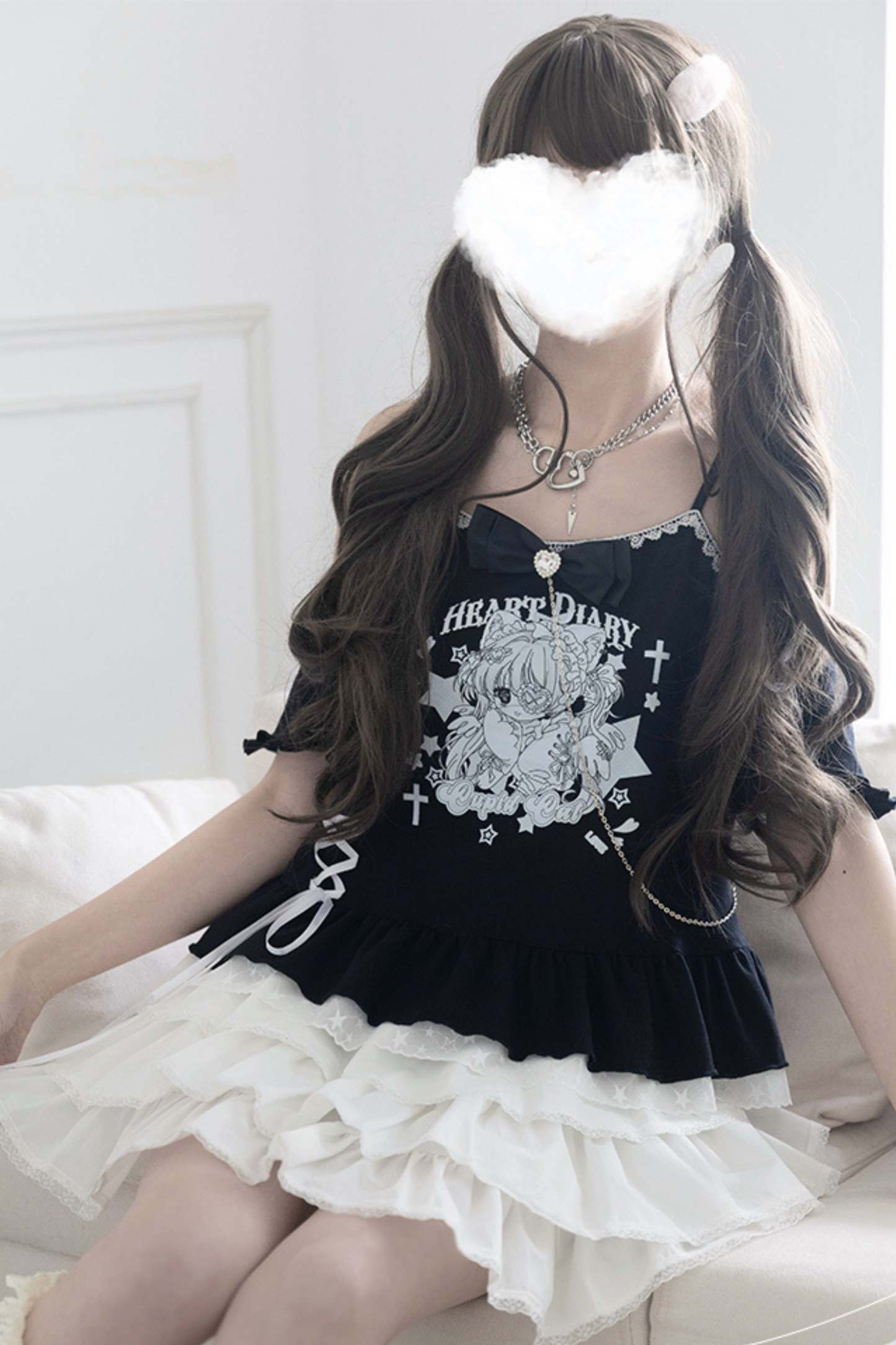 ソフトブラックキャットガールトップス＋ケーキスカート