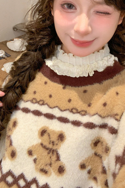 レトロベアジャカードニット