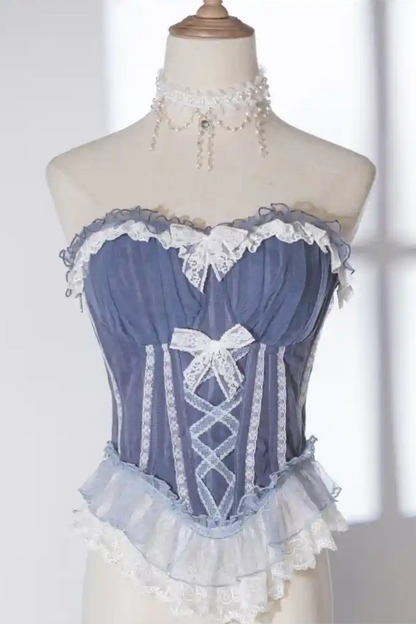 [Reservation Deadline: March 18] Gradient Blue Elegant Split Bustier Dress Setup + Accessories