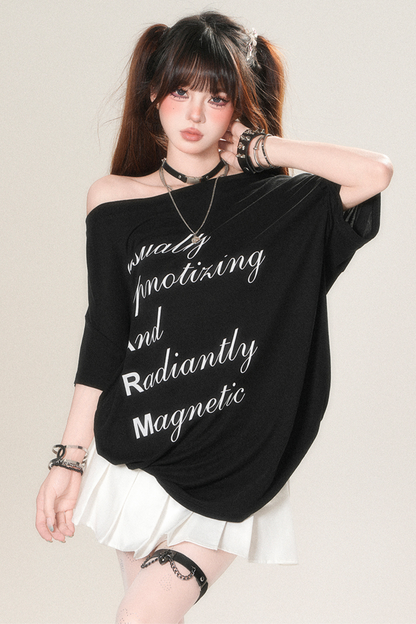 アメリカンレターワンショルダールーズトップス