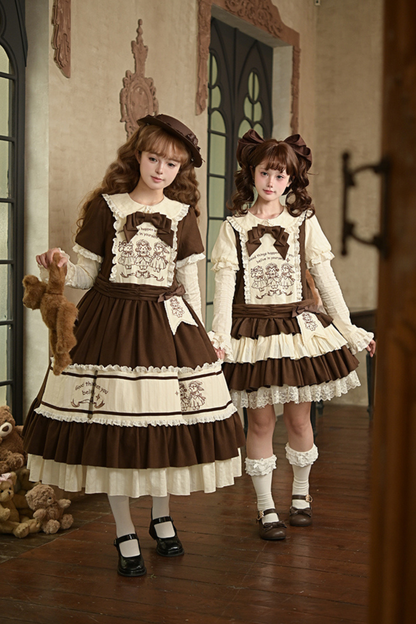 Doll Fairy Tale Lolita Dress + Ribbon Brooch + Belt + 2-way Embroidery Brooch