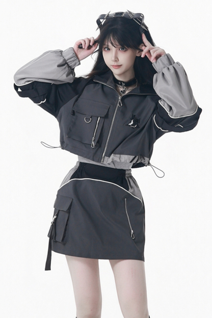 モードダークジャケット+ロングパンツ+スカート+レッグウォーマー