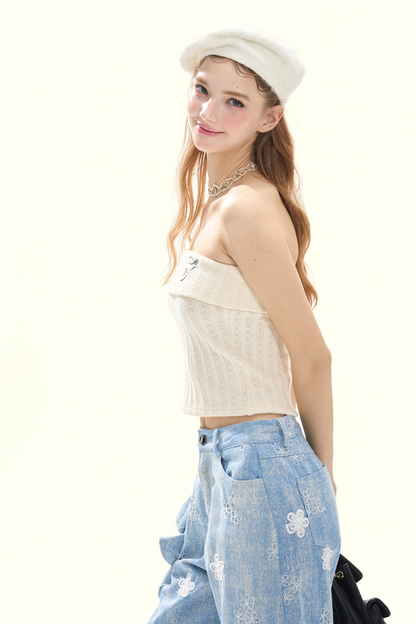 ロゴインナースリムニットトップス