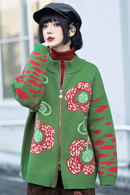 Rafflesia Flower Pop Zip Cardigan