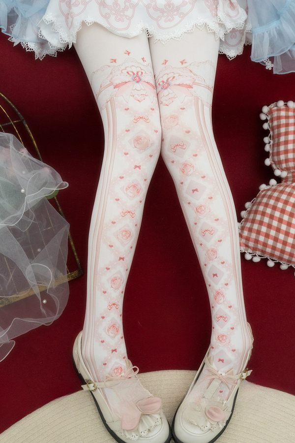 Sweet lace ribbon Lolita tights