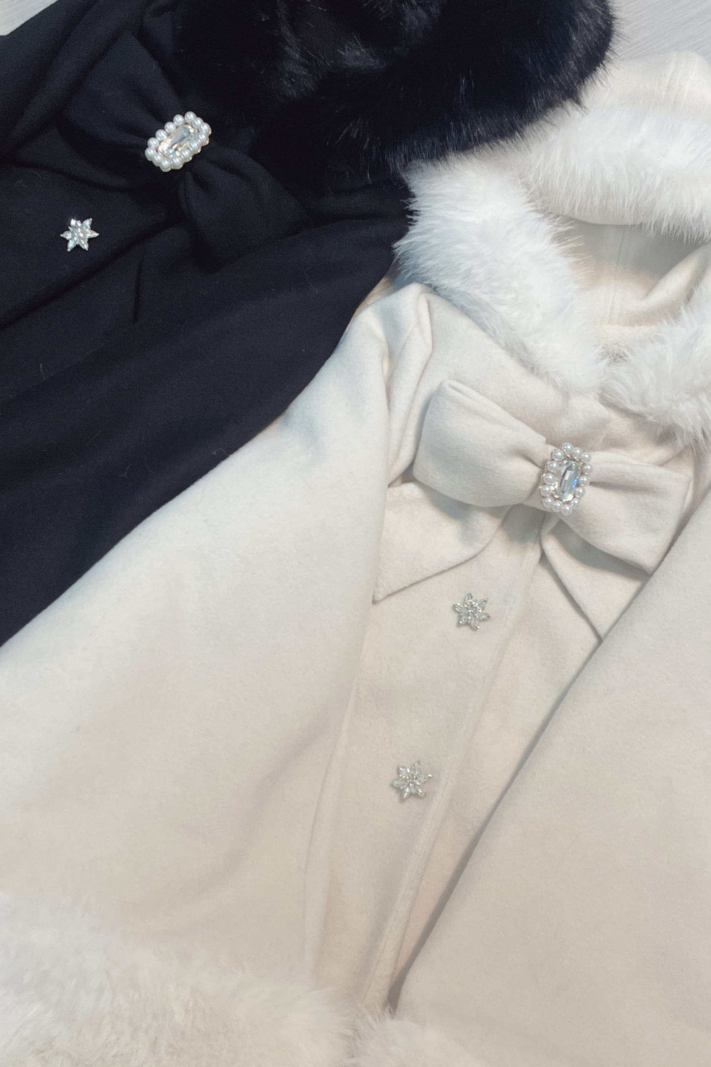 猫耳ドリルバックルウールマント