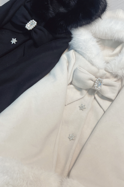 猫耳ドリルバックルウールマント